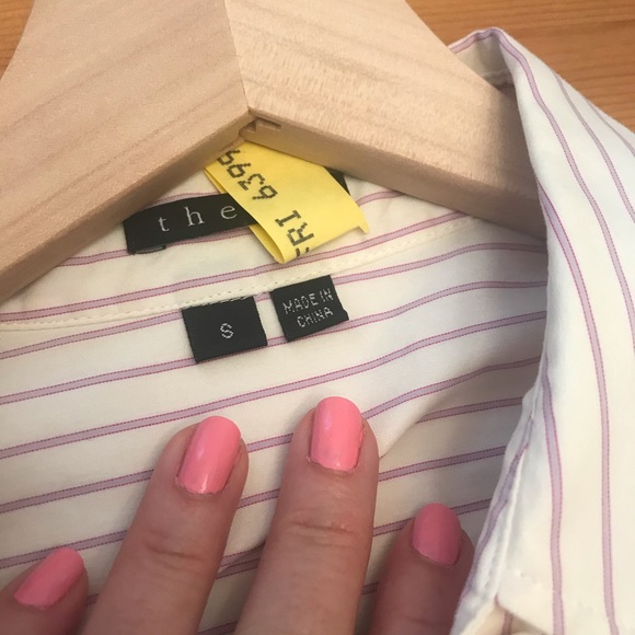 Theory pink pinstripe button down blouse. - Picture 4 of 7